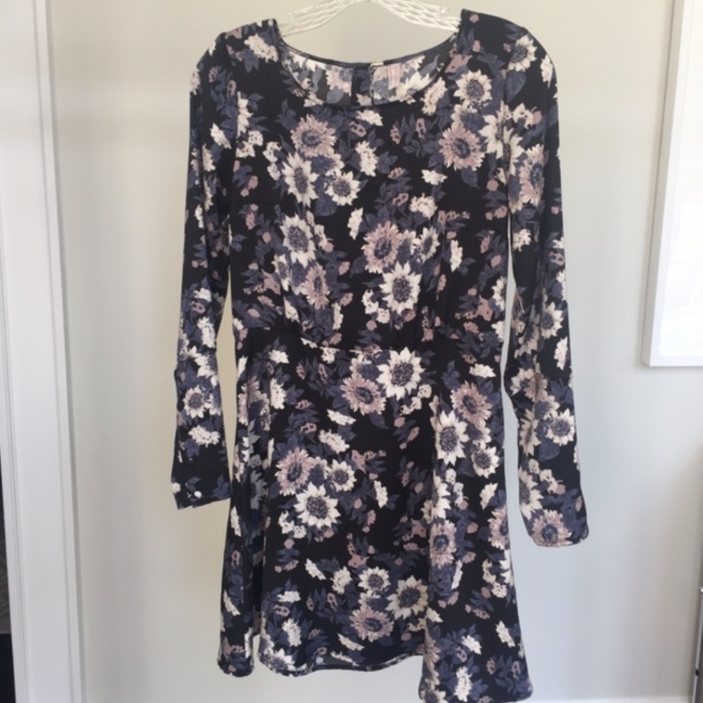 Free People Long Sleeve Mini Floral Dress
